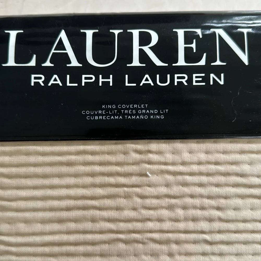 New Ralph Lauren King Tan Coverlet Blanket. $385.